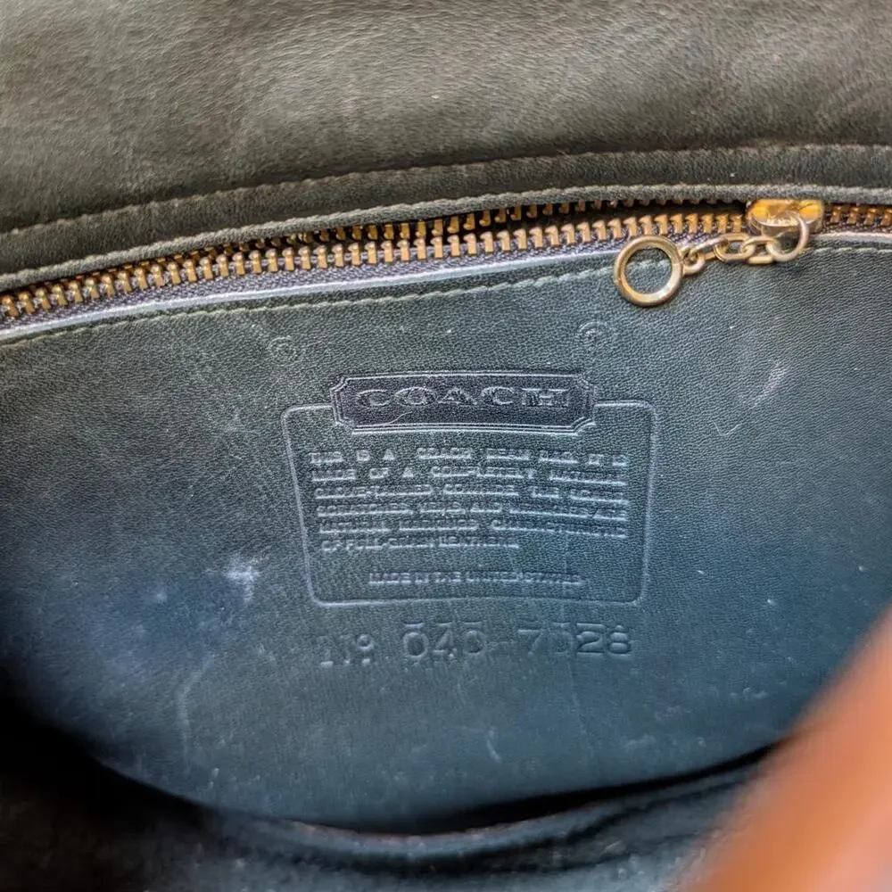 Vintage Coach Two Tone Leather Station Bag Forest Green British Tan 9803